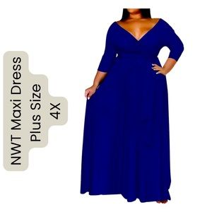 Beautiful Plus Size Blue Maxi Dress